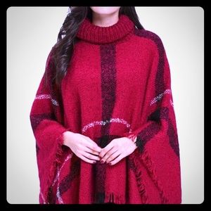Red women's Poncho